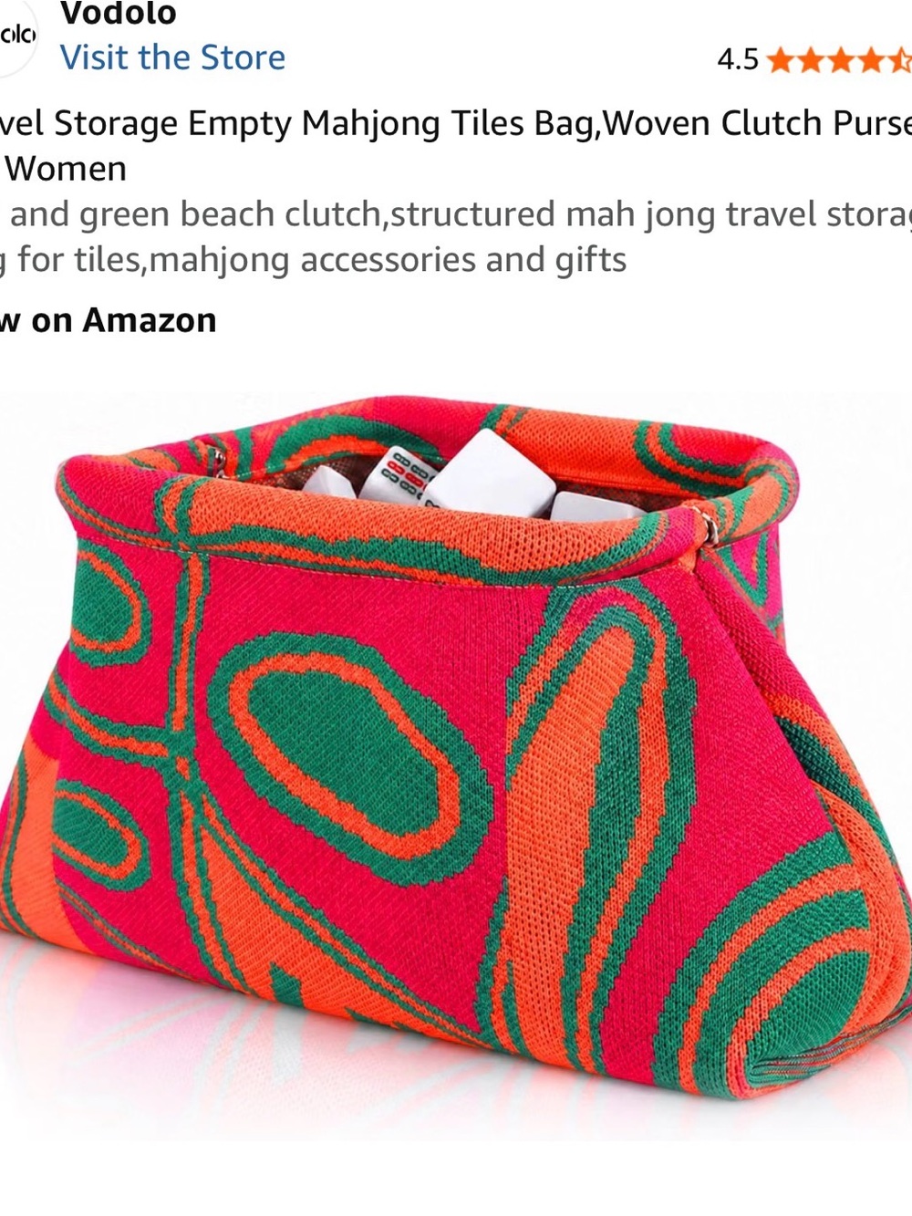 Bright Pink & Green Woven Clutch Bag for Women mahjong tile bag